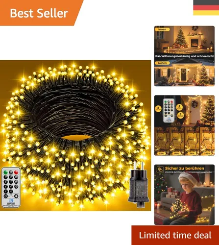 25M LED Lichterkette Warmweiß mit 250 LEDs für Innen & Außen -