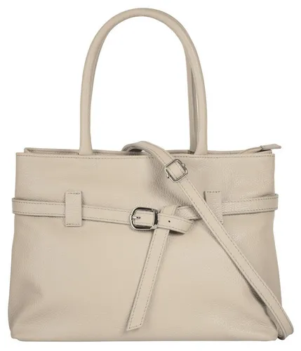Cluty Handtasche Damen 101021 beige - Stilvolle Handtasche aus 100% Rindleder, mit praktischem Smartphonefach und erweiterbarem Hauptfach für optimalen Komfort und eleganten Auftritt.