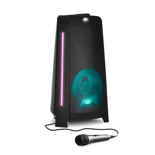 MEDION P61552 Party-Soundsystem - Tragbarer Bluetooth-Lautsprecher mit 2x 220 Watt, inkl. Mikrofon, Karaoke-Funktion und beeindruckenden Lichteffekten