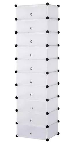 WOLTU Schuhregal DIY Schuhschrank mit Tür - Vielseitige Schuhablage mit 10 Fächern, robust und leicht aufzubauen – ideal für Ordnung in jedem Wohnbereich.