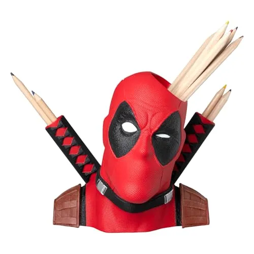 Grupo Erik Stiftehalter Marvel Deadpool - Schreibtisch Organizer für Fans - Stiftköcher mit handbemalter Deadpool Figur, ideal für einen ordentlichen Arbeitsplatz und als Marvel Deko. Perfekt für Kinder und Erwachsene!