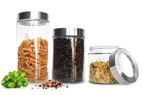 Sendez 3 Vorratsdosen mit Metalldeckel Vorratsbehälter Vorratsdose Vorratsglas Vorratsgläser