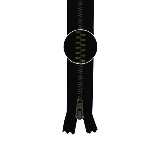 YKK Metall- Reißverschluss antikgold nicht teilbar 3mm 14cm 580 schwarz