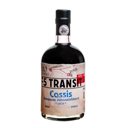 CASSIS Likör 0.5l (18% Vol) No. 5551 | Schwarze Johannisbeere Likör | Crème de Cassis | F5 Transit | Johannisbeerlikör | Schwechower Brennerei (1229)