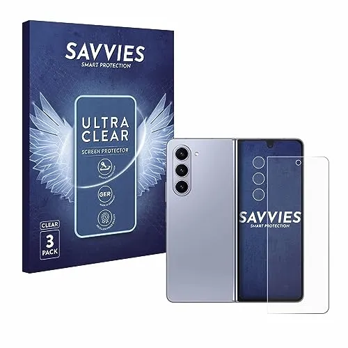 Savvies 6 Stück Schutzfolie für Samsung Galaxy Z Fold 5 (Display+Kamera) Displayschutz-Folie Ultra-Transparent