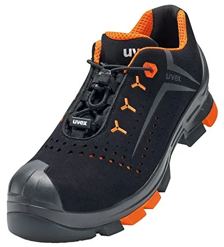 Uvex 2 Sicherheitsschuhe S1 P SRC ESD - Orange-Schwarz, Größe 44 - Herren Industrie & Handwerk Schuhe mit atmungsaktivem Mikrovelours, rutschfester Sohle und ergonomischem Design für höchsten Tragekomfort bei langen Arbeitstagen.
