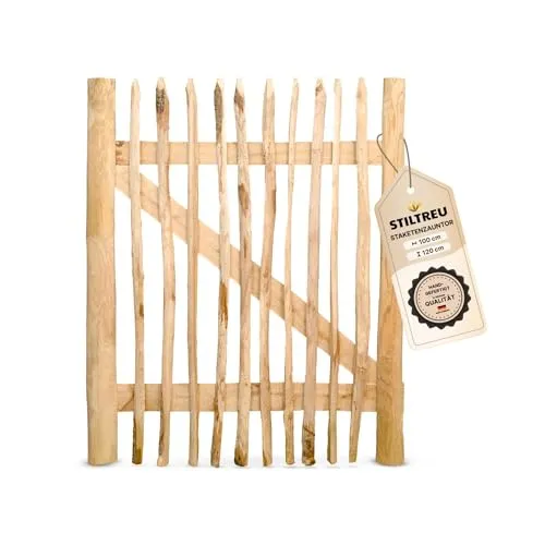 STILTREU® Edelkastanie Staketenzaun-Tor 100 cm x 120 cm von STILTREU