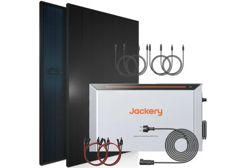 SUNNIVA Balkonkraftwerk 920W mit 2,048 kWh Speicher Jackery HomePower 2000 Ultra, (BIFAZIAL FULLBLACK komplett Steckdose, PV Solaranlage Komplettset mit Solarspeicher, 2x 460W N-Type Glas-Glas BIFA)