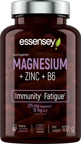 ESSENSEY - Magnesium + Zinc + Vitamin B6 Komplex I 404 mg Nhrstoffreiche Mineralien I 120 Kapseln I Erstklassige Qualitt I Vegetarier & ohne Zustze I 60 Tagesdosen| Labor