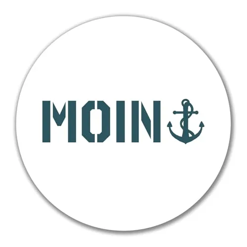 Huuraa Aufkleber Moin Anker 10cm rund Sticker Geschenkidee
