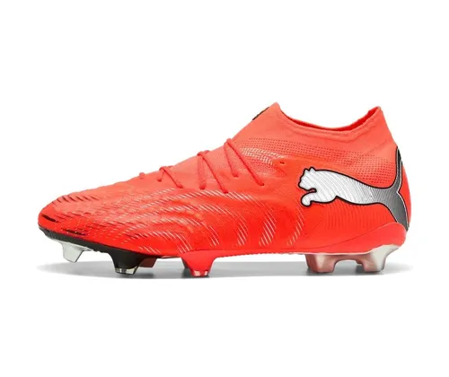 Puma FUTURE 9 ULTIMATE FG - Kreativ und Beweglich in Schwarz-Weiß, Größe 46 - Entfessle deine Kreativität auf dem Platz mit dem Puma FUTURE 9 ULTIMATE. Das flexible Obermaterial und die 360-Grad-Außensohle ermöglichen optimale Beweglichkeit und Kontrolle für Spielmacher. Ideal für Spieler, die den Unterschied machen.