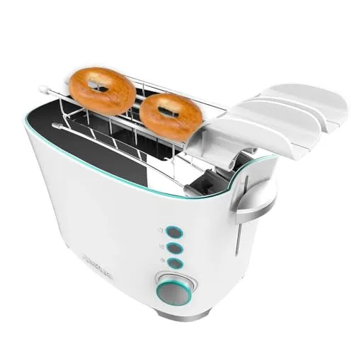 Cecotec Vertikaler Toaster Toast&Taste Double W, 650W - Toaster für 2 Toasts mit breitem Schlitz, 650W Leistung und Edelstahl-Finish. Praktische Funktionen wie 7 Bräunungsstufen, automatische Abschaltung und einfaches Reinigen durch Krümeltablett.