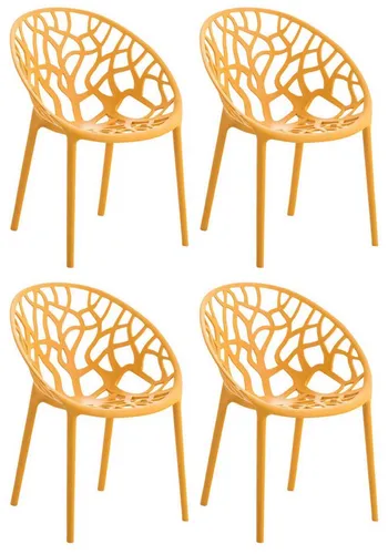TPFLiving Besucherstuhl Holle - Retro-Stuhl in Orange für drinnen und draußen - Der TPFLiving Besucherstuhl Holle im Retro-Look ist perfekt für jeden Raum. Wasserabweisend, UV-beständig und leicht zu reinigen – ideal für Garten und Terrasse. Stapelbar für platzsparende Aufbewahrung. Maße: 80 x 59 x 60 cm.