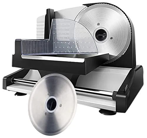 Rosenstein & Söhne Brotschneidemaschine - Allesschneider mit 2 Edelstahl-Klingen, einstellbarer Schnittdicke bis 15 mm und sicherem Schieber für müheloses Schneiden von Brot, Wurst, Käse und Fleisch.