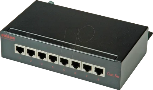 ROLINE 26110310 - 8-Port Patchpanel Cat.5e, schwarz - Patchpanel für Wandmontage mit 8 Ports, geschirmt und ideal für Netzwerkinstallationen. Hohe Leistung gemäß EIA/TIA Standards dank moderner Leiterplatentechnik.