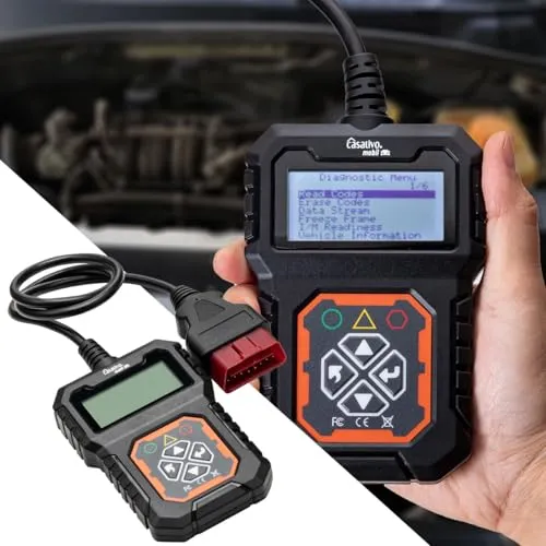 Casativo OBD2-Diagnosegerät für Auto-Fehlersuche – Fehlercodes lesen & löschen, Echtzeit-Motordaten - Optimieren Sie Ihre Fahrzeugdiagnose mit diesem benutzerfreundlichen OBD2-Diagnosegerät. Ideal für alle Fahrzeuge mit OBD2-Schnittstelle ab 2002, erkennt es Fehlercodes schnell und bietet hilfreiche Informationen auf einem klaren Display.