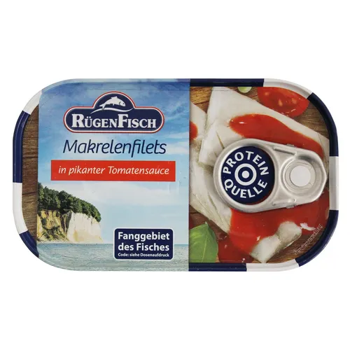 Rügen Fisch Makrelenfilets in pikanter Tomatensauce 125 g von RügenFisch