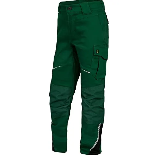 TRIUSO Flex-Line Kinder Bundhose - Reflex Cargohose für aktive Jungs (grün-schwarz, 136/140) - Hosen für Jungen mit Reflektoren für hohe Sichtbarkeit, Knieverstärkung und verstellbarem Bund - ideal für Freizeit und Arbeit.
