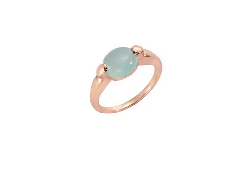 Jamelli Fingerring Silber 925 rosé-vergoldet mit Paraiba Chalcedon - Eleganter Ring aus rosé-vergoldetem Silber 925, verziert mit echtem Paraiba Chalcedon (10x8mm) in zartem Rosa – ein zeitloses Schmuckstück für besondere Anlässe.
