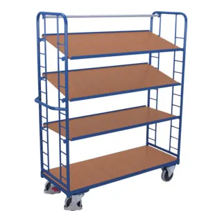 VARIOfit Etagenwagen sw-540.202 - Robuster 4-Etagenwagen mit verstellbaren Böden - Etagenwagen für Werkstatt und Lager mit 4 verstellbaren Böden, Tragkraft 250 kg, ideal für flexible Einsätze und maximale Stabilität.