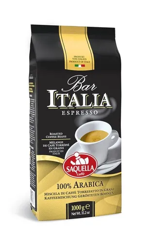 Saquella Espresso Bar Italia 100% Arabica dickflüssig und cremig 1 Kg ganze Bohn