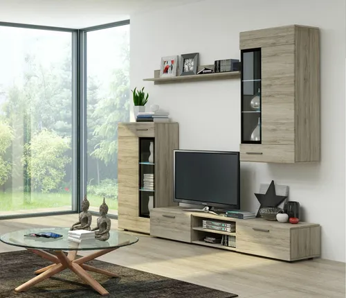 TOP Wohnwand Tango Anbauwand Eiche San Remo von Küchenpreisbombe