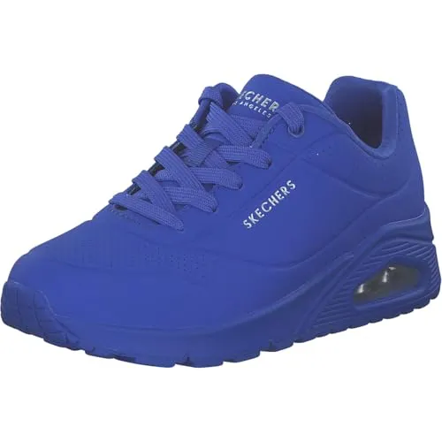 Skechers Sneaker aus Lederimitat in Blau, Größe 42 EU - Sneaker aus Lederimitat für Freizeit, mit 4 cm Blockabsatz und schnürbarem Design für optimalen Tragekomfort.