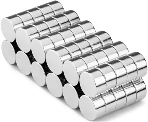 Poppstar 60 Neodym Mini Magnete (Durchmesser 6 mm, Höhe 3 mm), extra stark, silbern