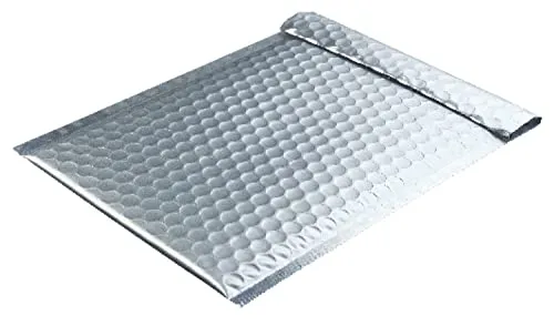 Blanke Farbige Luftpolstertaschen, reißfest, 10 Stk, Silber, 200 x 250 mm, Haftklebung mit Abziehstreifen, Gerade Klappe, 180 my Metallic Bubble Bags - Matt, Ohne Fenster