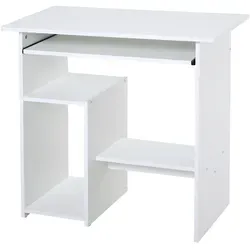 Computertisch mit Ablage und Tastaturablage, 80 x 45 x 75 cm, weiß