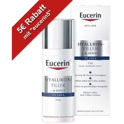 Eucerin Anti-Age Hyaluron-Filler Urea Tag Creme - Medizinische Körperpflege für trockene Haut, spendet intensive Feuchtigkeit und mindert Falten mit Hyaluron und Urea.