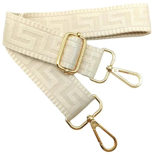 Verstellbarer Schultergurt für Taschen Beige, Taschengurte zum Wechseln, Taschengurt Breit mit Karabiner Gold, 80-130 cm Tragegurt Tasche für Damen Schulterriemen, Handtasche, 3.8cm, 1314