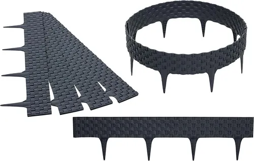 GARDENIX 3,2m Rattan Beeteinfassung Beetumrandung Rasenkante Gartenpalisade Beetzaun – Anthrazit