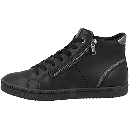 Geox Damen D Blomiee B Sneakers, Schwarz, 35 EU - Damen-Sneaker mit leichtem Einstieg und verstellbarer Passform durch Reißverschluss und Schnürsenkel für optimalen Tragekomfort.