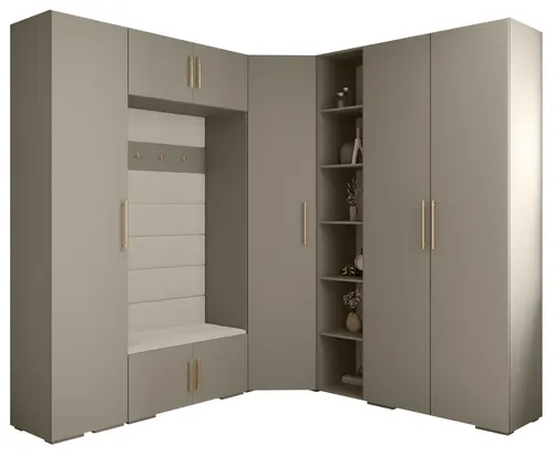 ABIKS MÖBEL Kompaktgarderobe INOVA 3 SATZ 2 – Elegante Aufbewahrungslösung - Moderne Kompaktgarderobe mit Kleiderstange und Regalen für stilvolle Ordnung. Hochwertige Materialien garantieren Langlebigkeit und einfache Montage. Perfekt für jeden Raum!