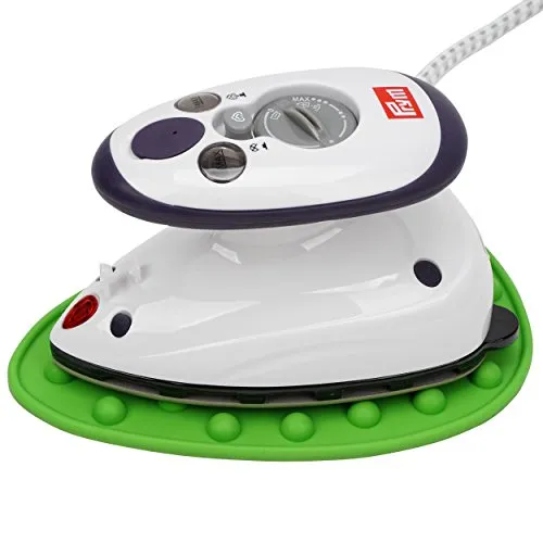 Prym Mini Dampf Bügeleisen Mit SEMPLIX Silikon Ablage (grün) Im Set, Kleines Leichtes Dampf Bügeleisen Für Reise und Zuhause