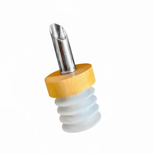 Ausgießer in Holz und Edelstahl, Korken Flaschenausgießer – Eleganter 2cl Öl & Spirituosen Dosierer – Robuster Weinausgießer Essig öl ausgießer, portionierer für Flaschen x1 Set