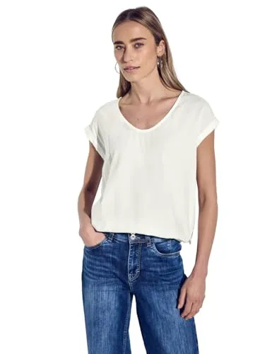 Street One Damen Bluse in Unifarbe - Stylische Bluse mit Rundhalsausschnitt und kurzem Arm, aus weicher Viskose für hohen Tragekomfort. Ideal für lässige Looks und vielseitig kombinierbar.