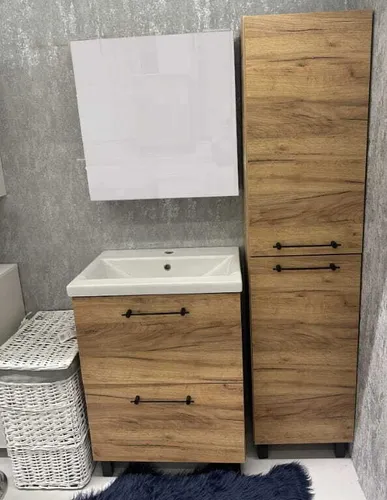 Stehendes Badpodest 170x40cm Craft Eiche, 4 Ablagen Cassandra