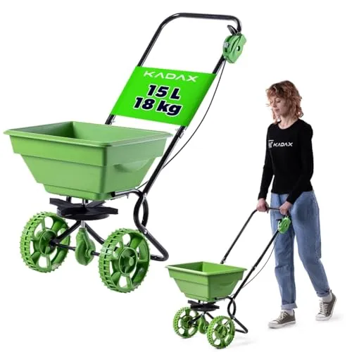 KADAX Streuwagen 15L – Vielseitiger Dünger- und Salzstreuer mit Rädern