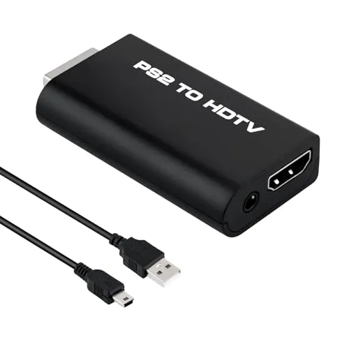 Mcbazel PS2 to Hdmi Adapter auf Hdmi Konverter PS2 mit 3,5-mm-Audioausgang für HDTV-Monitor,Kompatibel mit PS2 10000, 30000, 50000 und 70000,Nicht für PS2 90000/2 Slim/PS1/PS3/PS4