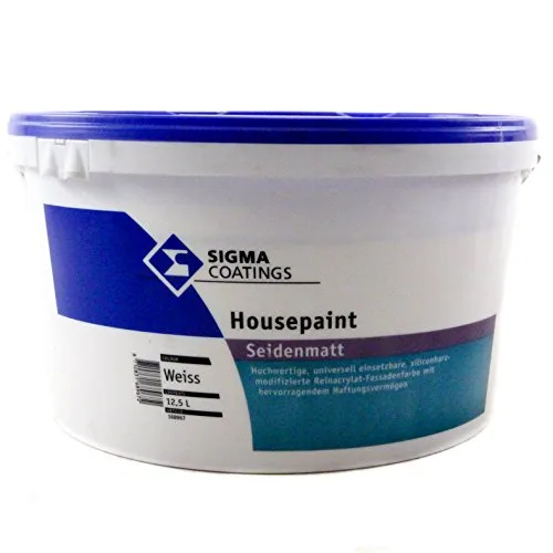 SIGMA Housepaint siliconharzmodifizierte Reinacrylat-Fassadenfarbe Weiß seidenmatt 12.5 L