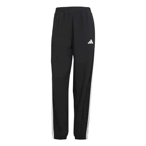ADIDAS Damen Sporthose Train Essentials 3-Streifen Woven - Fitnesshosen mit CLIMACOOL-Technologie für optimales Feuchtigkeitsmanagement und ein kühles Tragegefühl. Hergestellt aus mindestens 70 % recycelten Materialien für umweltbewusste Athletinnen.