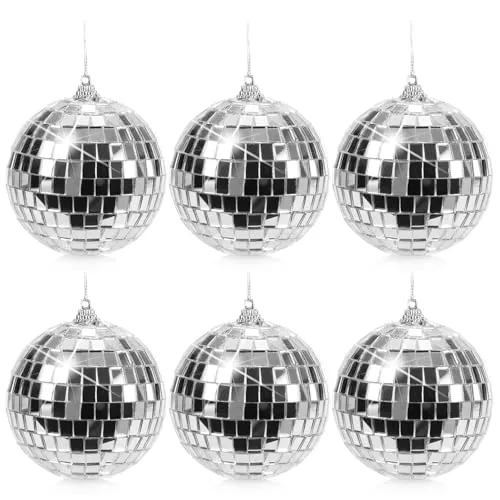 com-four® 6X Discokugel - Spiegelkugel zum Aufhängen - Disco Ball für Party - Partykugel für Silvester, Geburtstag, Mottoparty, Weihnachten oder Halloween - Ø 8 cm (Ø 8cm)