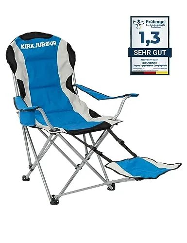 Kirkjubøur® Asgard Campingstuhl mit Getränkehalter - Camping-Möbel, schmutz- und wasserabweisend, mit Armlehnen und Fußteil für höchsten Komfort, ideal für Camping, Festivals und Ausflüge.