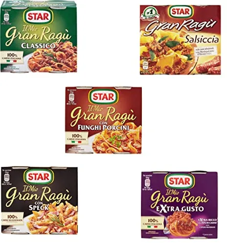 Testpaket Star ragù sughi pronti Fertige Saucen 5x(2x180g) 100% Italienisch