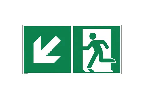 Soennecken Hinweisschild Hinweisschild Rettungsweg links abwärts ISO 7010 300x150mm PVC