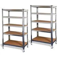 ONDIS24 Schwerlastregal Basti - 70 x 30 cm, 2-tlg., robust und steckbar - Schwerlastregal mit 5 variabel einsetzbaren Einlegeböden, maximale Belastbarkeit von 350 kg, ideal für Werkstätten und Lager. Metall, feucht abwischbar.