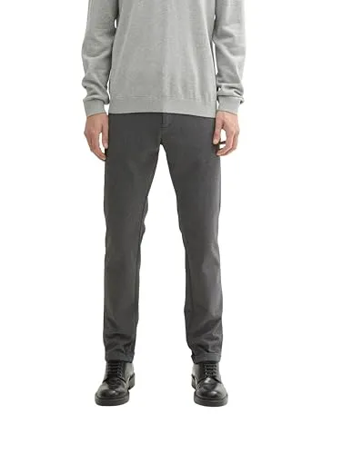 TOM TAILOR Herren Jersey Travis Slim Fit Chino Hose - Black White Birds Eye, 38/34 - Wanderhosen mit Stretch-Anteil für hervorragenden Tragekomfort, ideal für festliche Anlässe oder im Büro.