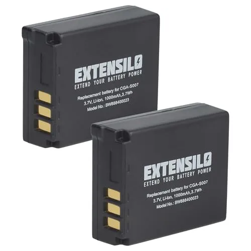 EXTENSILO 2X Akku Ersatz für Panasonic CGA-S007E, CGA-S007A/B, CGA-S007, CGA-S007A/1B für Kamera (1000 mAh, 3,7 V, Li-Ion)